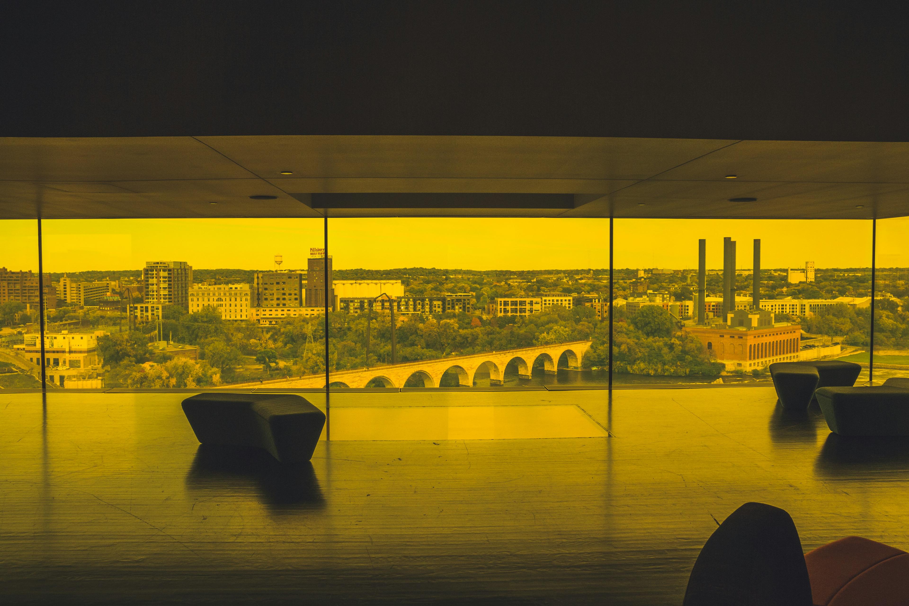 yellow and white concrete building during night time